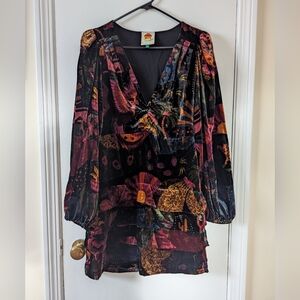 FARM RIO Crazy mix Velvet Mini Dress S